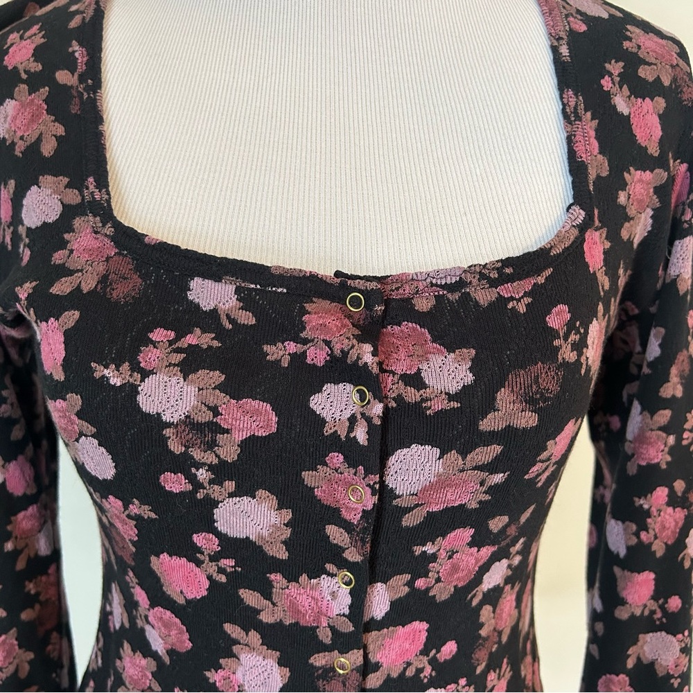 Rouje Jen Black and Pink Floral Top Size 38. - Picture 5 of 5